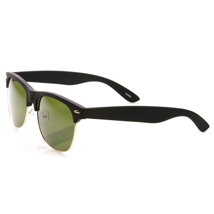 Classic Half Frame Semi-Rimless Soft Finish Horn Rimmed Sunglasses Image 3