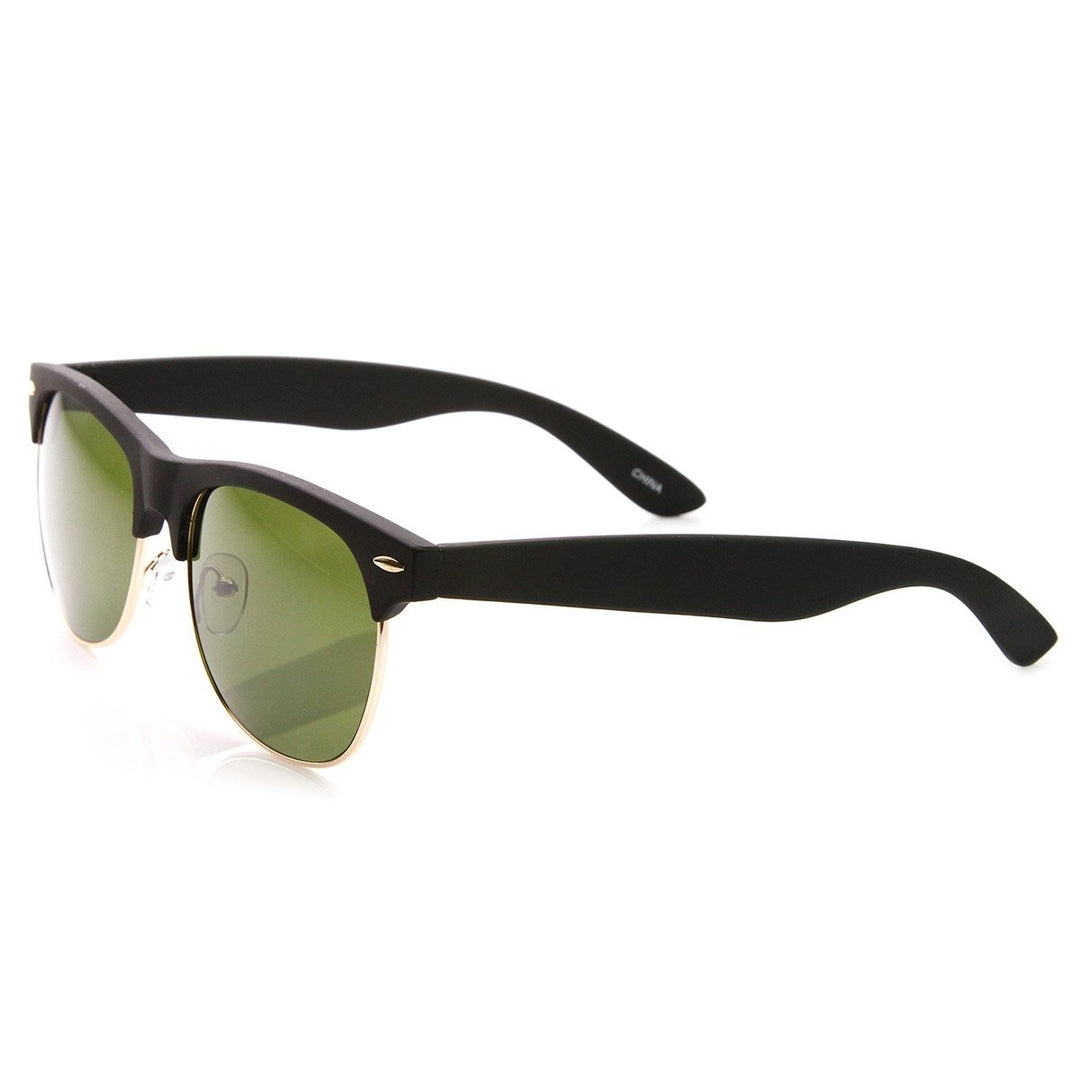 Classic Half Frame Semi-Rimless Horn Rimmed Sunglasses UV400 Soft Finish Image 3