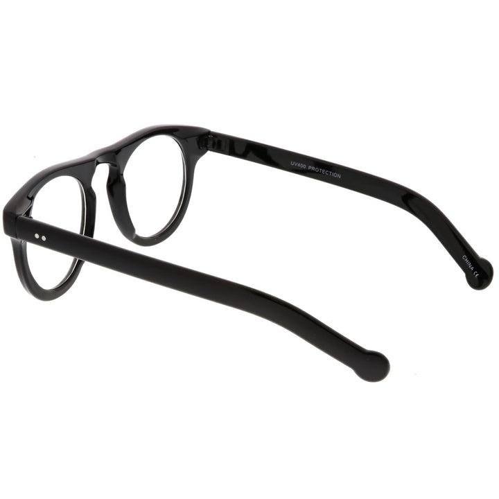 Classic Horn Rimmed Eye Glasses Keyhole Nose Bridge Round Clear Lens 47mm Image 4