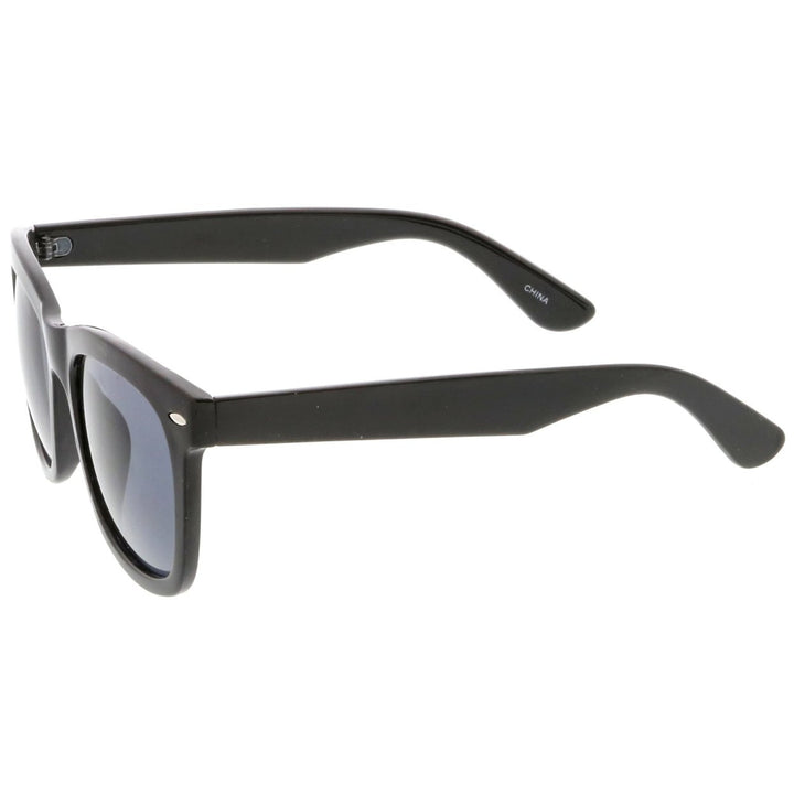 Classic Horn Rimmed Sunglasses Square Lens 55mm Metal Rivets Thick Arms Black Image 3