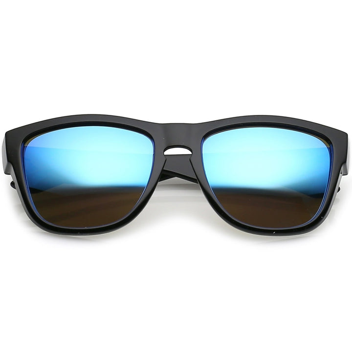 Classic Horn Rimmed Sunglasses With Thick Arms Keyhole Mirrored Square Lens 54mm Image 1