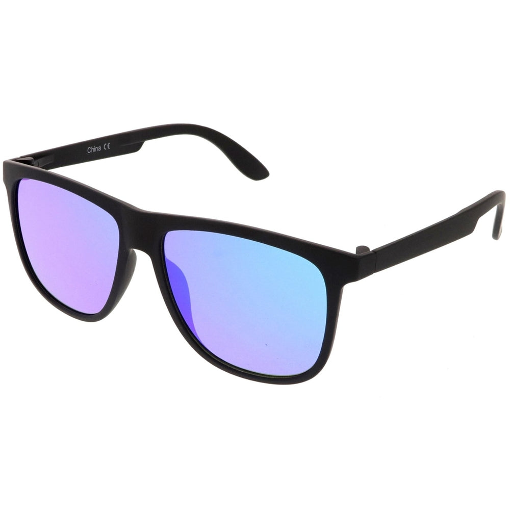 Classic Horn Rimmed Sunglasses With Square Color Mirror Flat Lens 56mm Image 2
