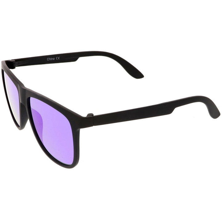 Classic Horn Rimmed Sunglasses With Square Color Mirror Flat Lens 56mm Image 3