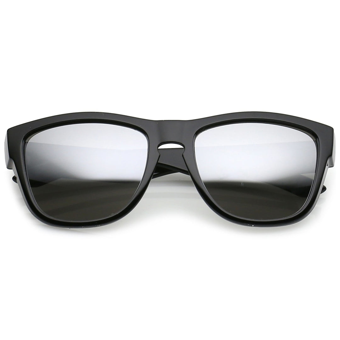 Classic Horn Rimmed Sunglasses With Thick Arms Keyhole Mirrored Square Lens 54mm Image 6