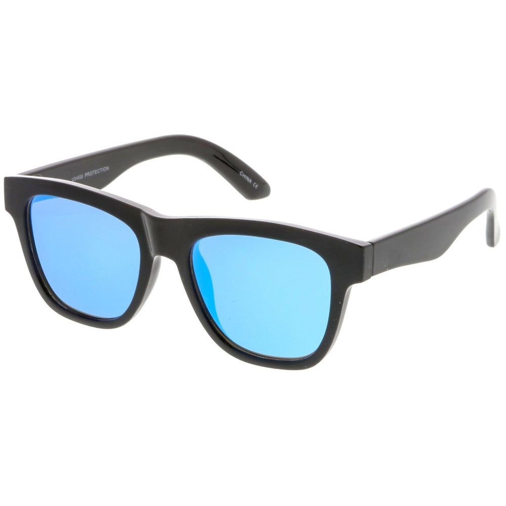 Classic Horn Rimmed Sunglasses With Thick Arms Square Mirror Flat Lens 52mm Image 2