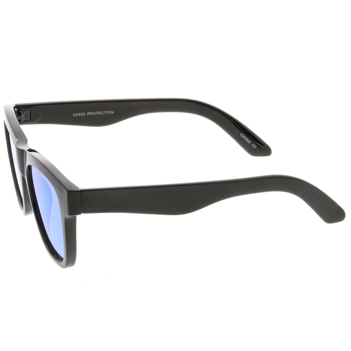 Classic Horn Rimmed Sunglasses With Thick Arms Square Mirror Flat Lens 52mm Image 3