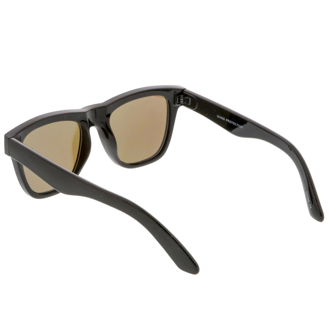 Classic Horn Rimmed Sunglasses With Thick Arms Square Mirror Flat Lens 52mm Image 4