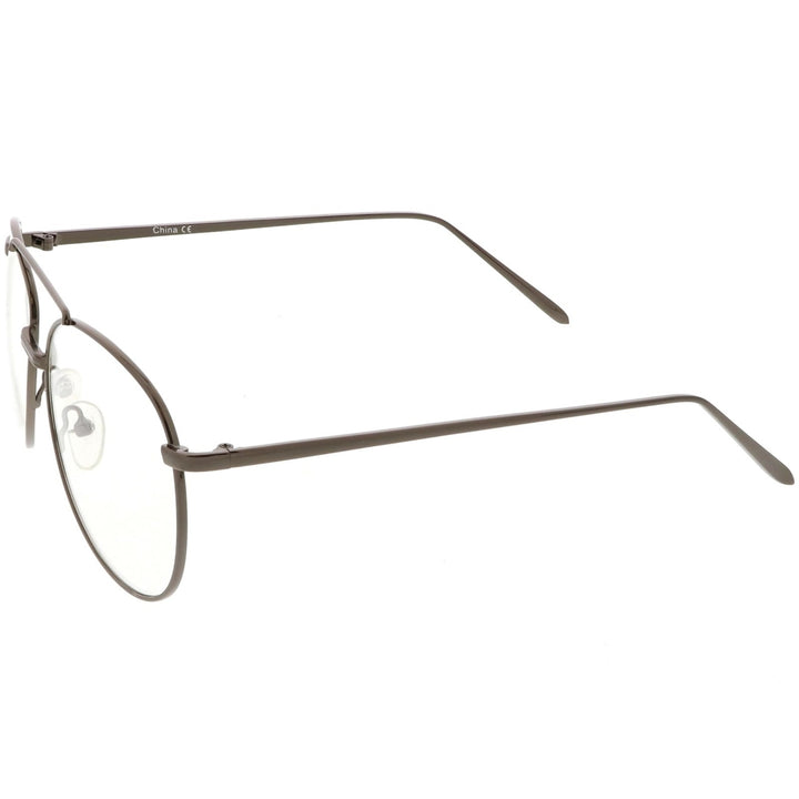 Classic Metal Aviator Eye Glasses Double Nose Bridge Clear Lens 55mm Image 3