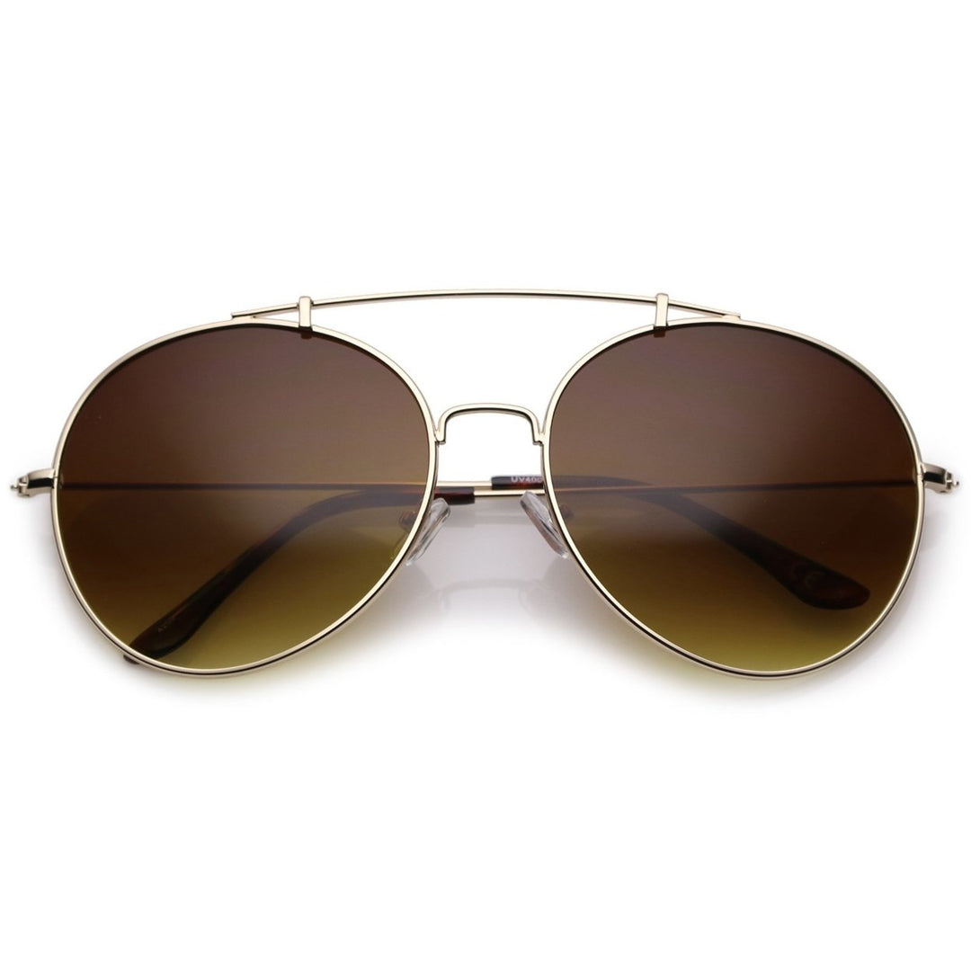 Classic Metal Aviator Sunglasses 65mm Round Lens Slim Arms UV Protection Image 1