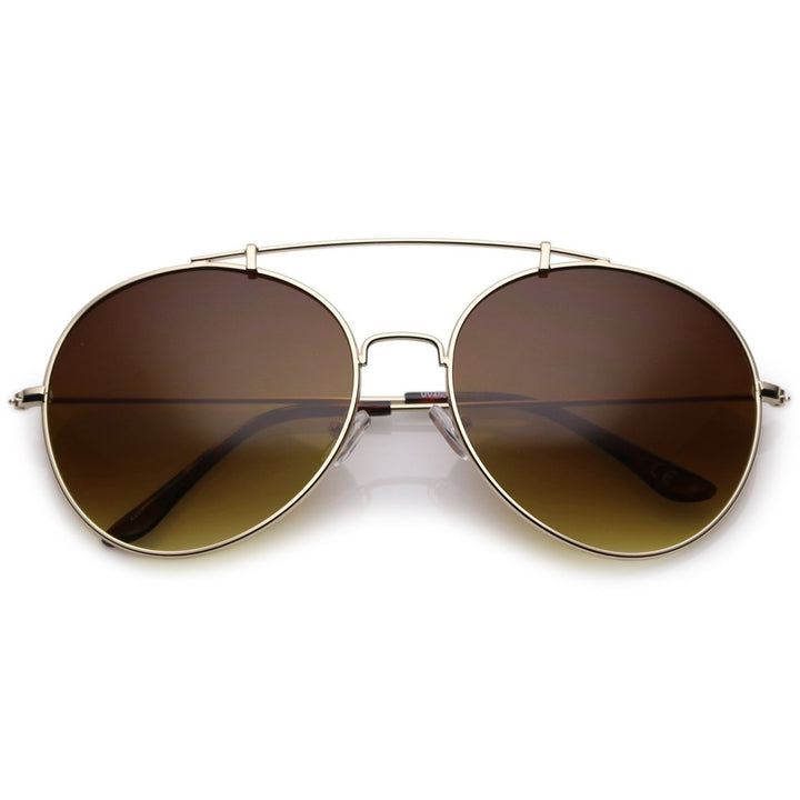 Classic Metal Aviator Sunglasses 65mm Round Lens Slim Arms UV Protection Image 1