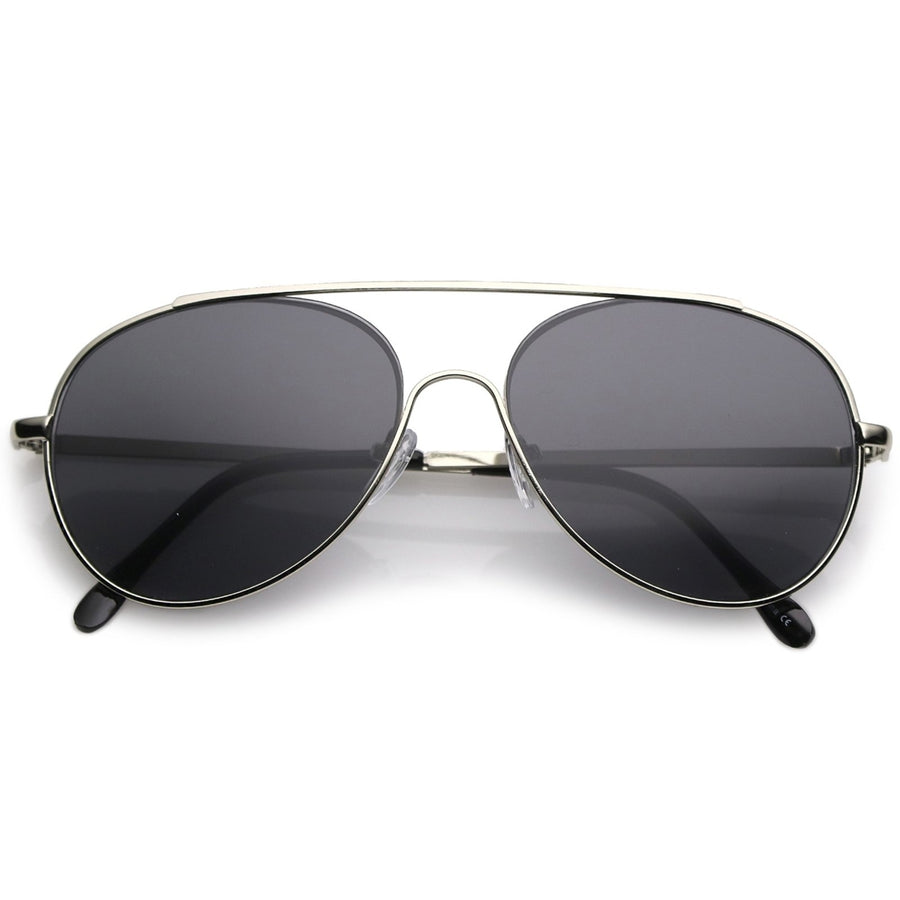 Classic Metal Aviator Sunglasses Crossbar Slim Arms Teardrop Lens 55mm Image 1