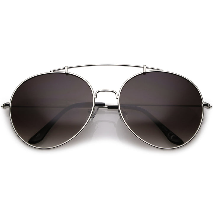 Classic Metal Aviator Sunglasses 65mm Round Lens Slim Arms UV Protection Image 4