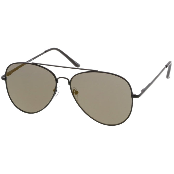 Classic Metal Aviator Sunglasses 59mm Mirrored Flat Lens Slim Arms UV Protection Image 6