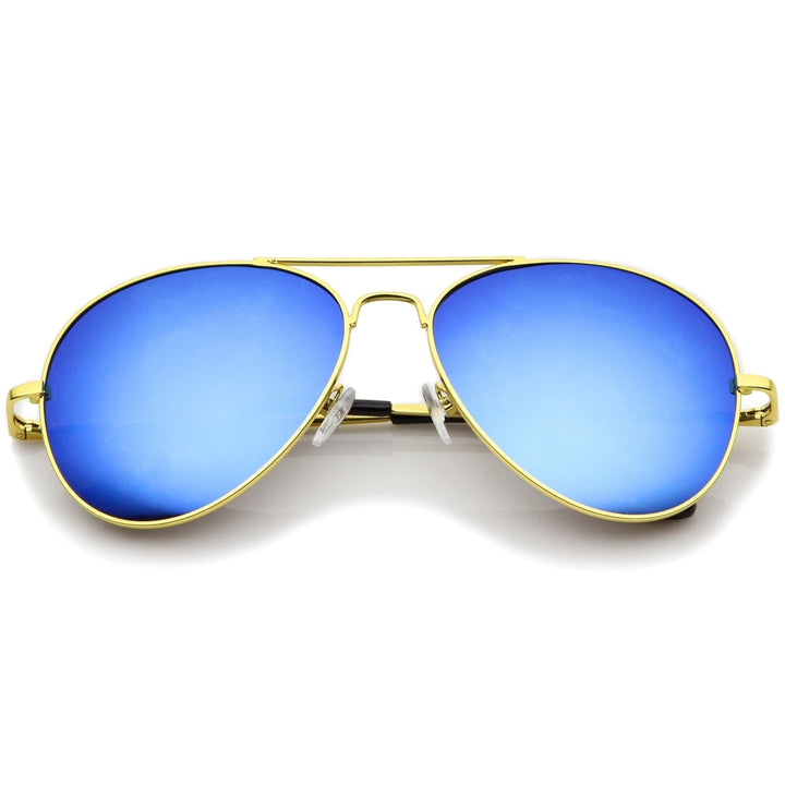 Classic Metal Frame Spring Hinges Color Mirror Lens Aviator Sunglasses 56mm Image 1