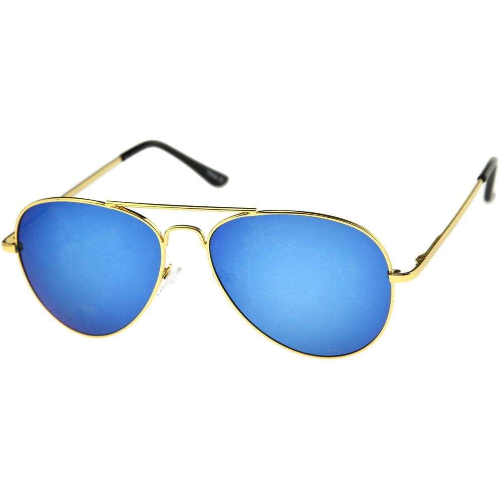 Classic Metal Frame Spring Hinges Color Mirror Lens Aviator Sunglasses 56mm Image 2