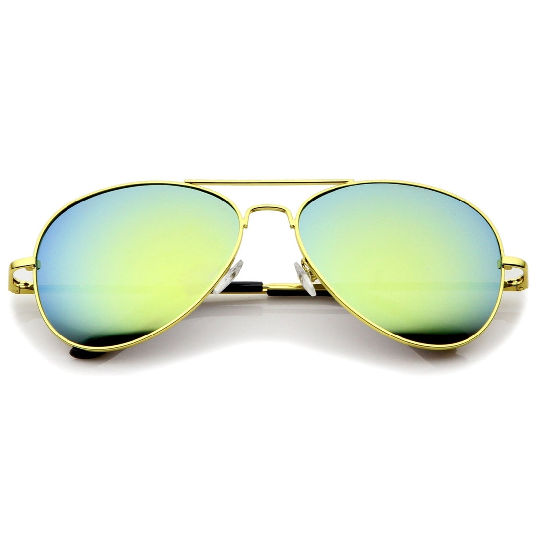 Classic Metal Frame Spring Hinges Color Mirror Lens Aviator Sunglasses 56mm Image 6