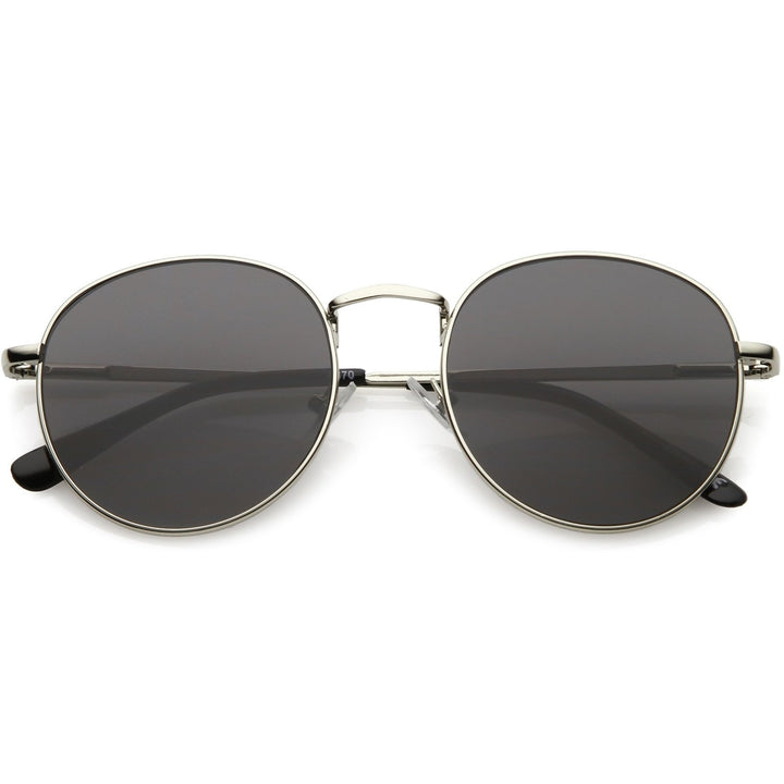 Classic Metal Round Sunglasses With Round Flat Lens 50mm Image 1