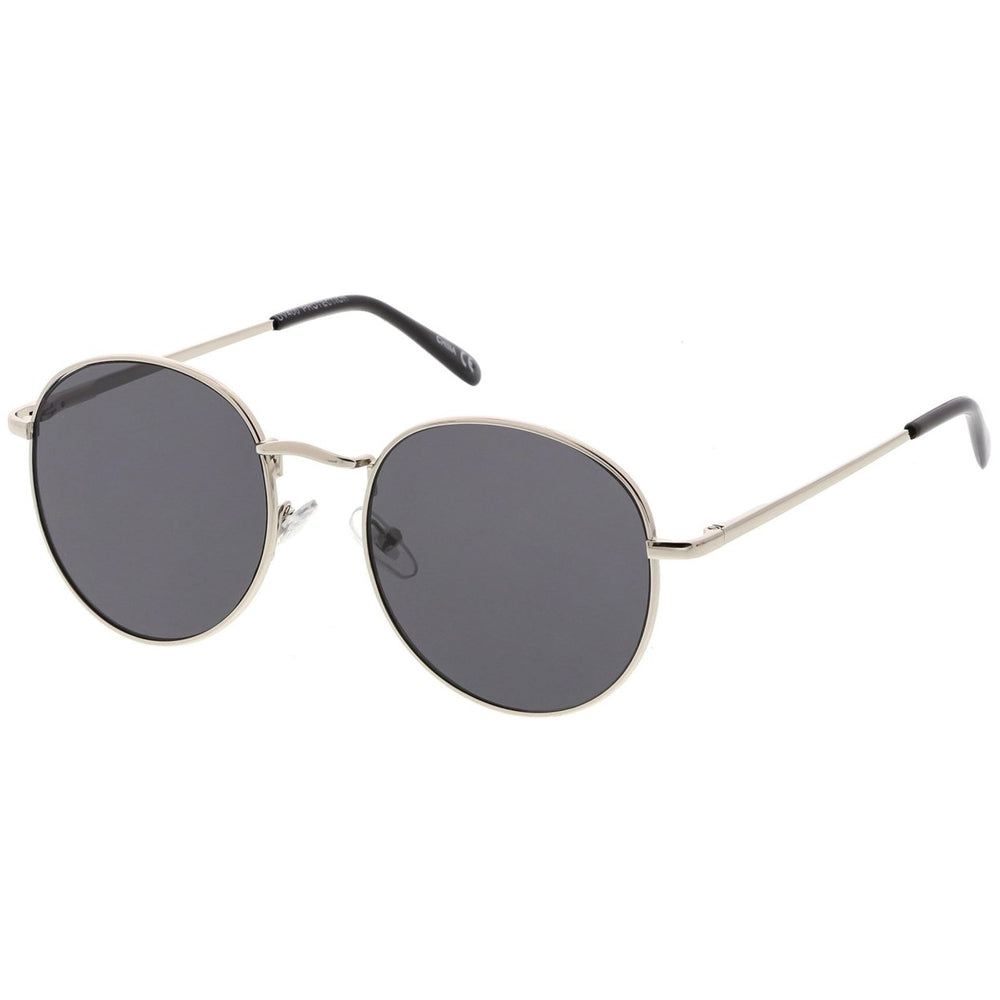 Classic Metal Round Sunglasses With Round Flat Lens 50mm Image 2