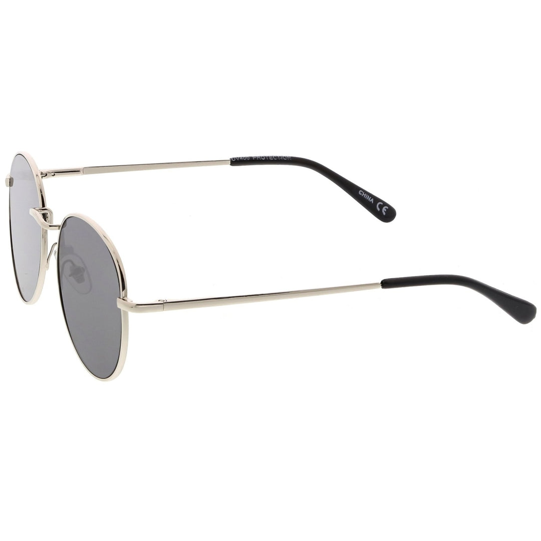 Classic Metal Round Sunglasses With Round Flat Lens 50mm Image 3