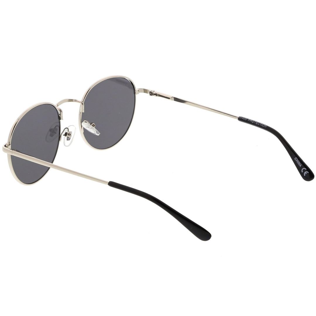 Classic Metal Round Sunglasses With Round Flat Lens 50mm Image 4