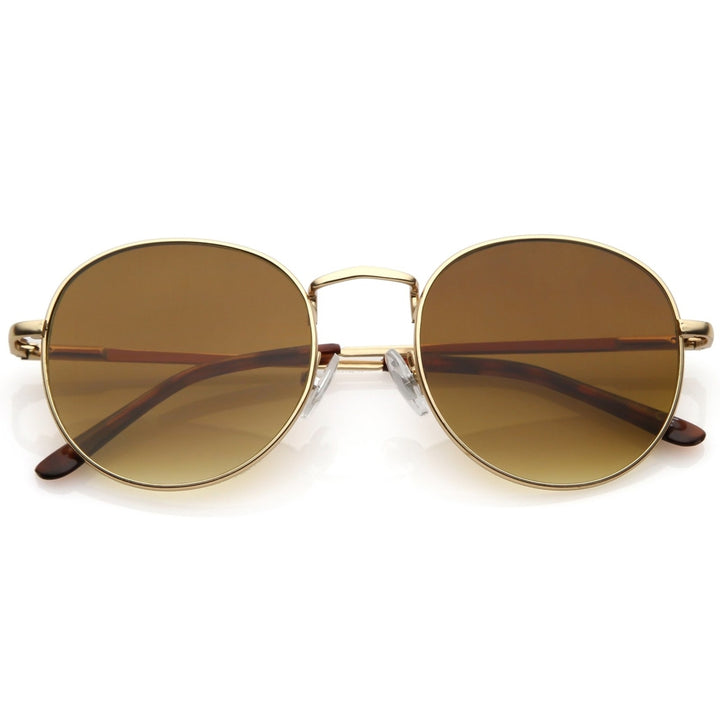 Classic Metal Round Sunglasses With Round Flat Lens 50mm Image 6