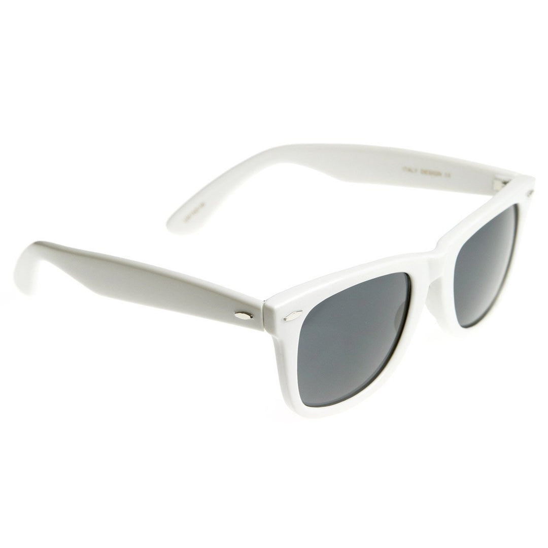 Classic 80s Horn Rimmed Retro Sunglasses White Acetate UV Protected 49mm Image 3