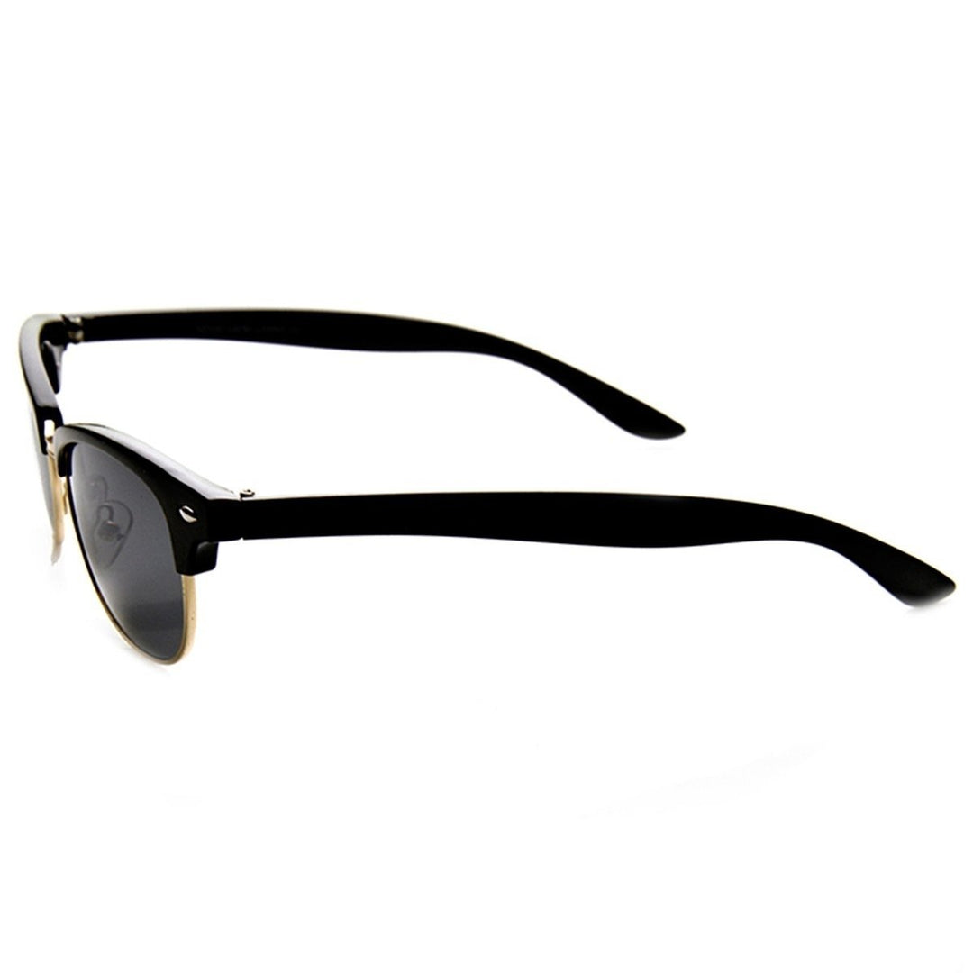 Classic Oval Shaped Semi-Rimless Half Frame Horn Rimmed Sunglasses Image 4