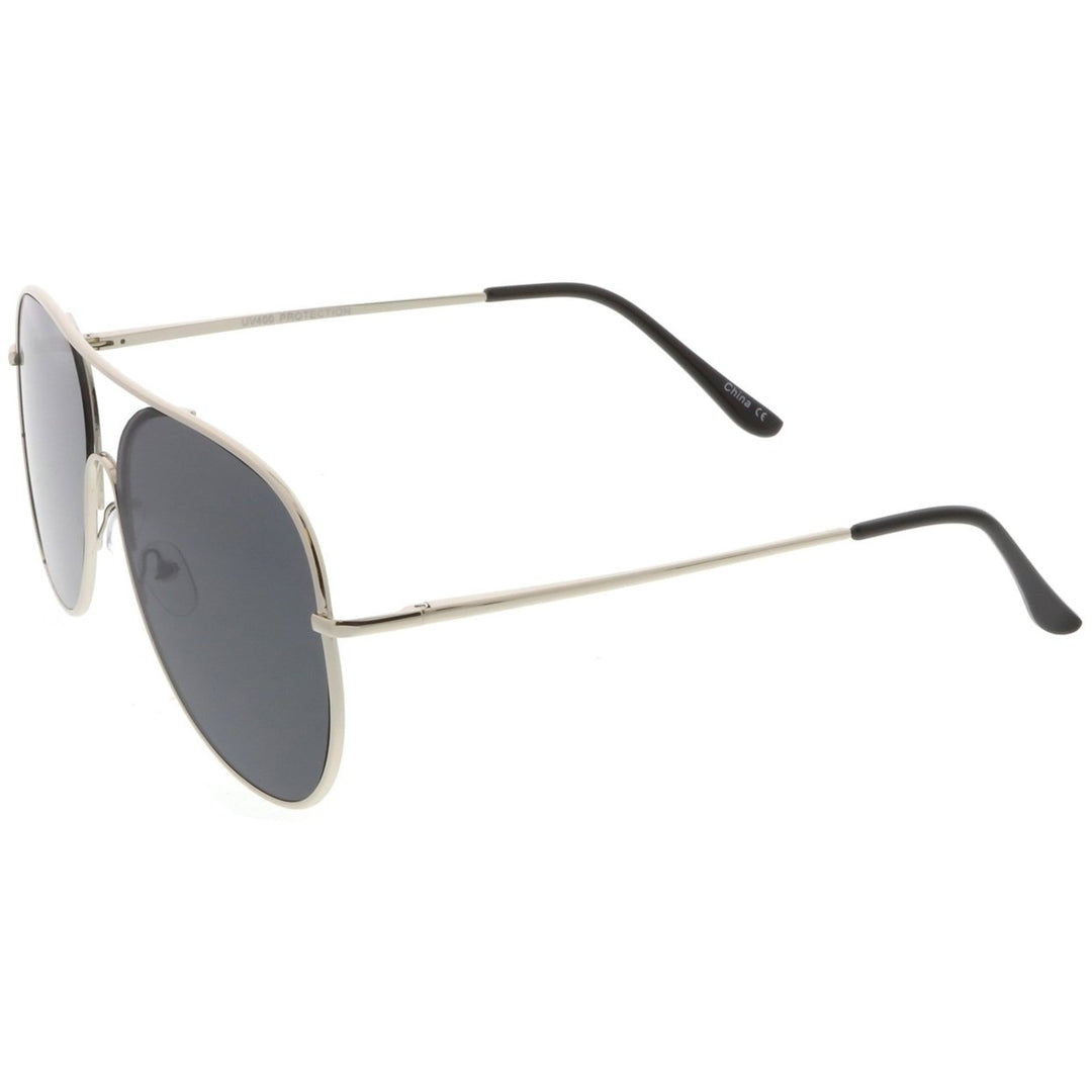 Classic Oversize Metal Aviator Sunglasses 62mm Semi Rimless Flat Lens Teardrop Image 3