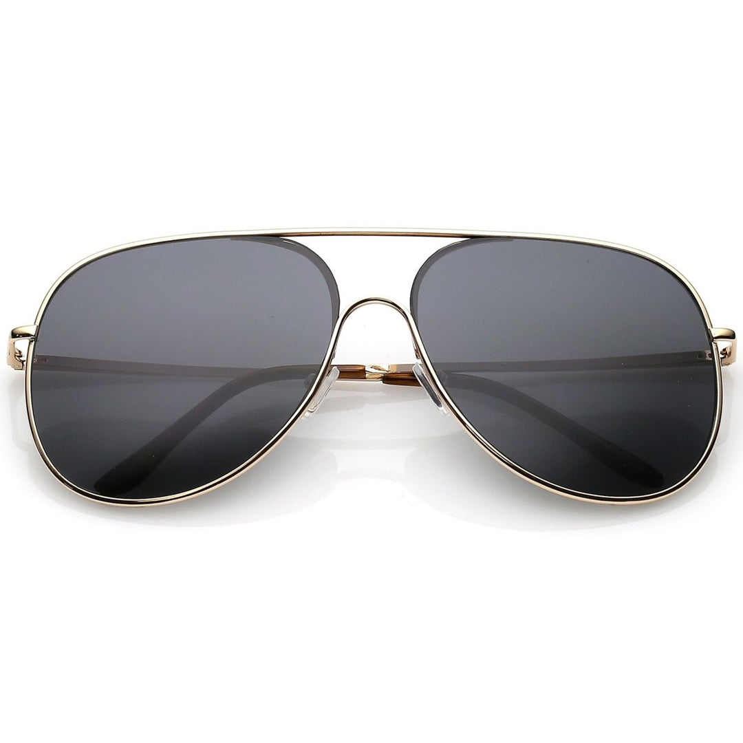 Classic Oversize Metal Aviator Sunglasses 62mm Semi Rimless Flat Lens Teardrop Image 4