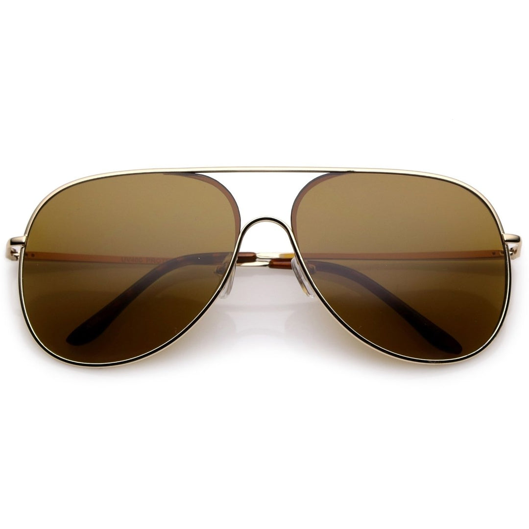 Classic Oversize Metal Aviator Sunglasses 62mm Semi Rimless Flat Lens Teardrop Image 6