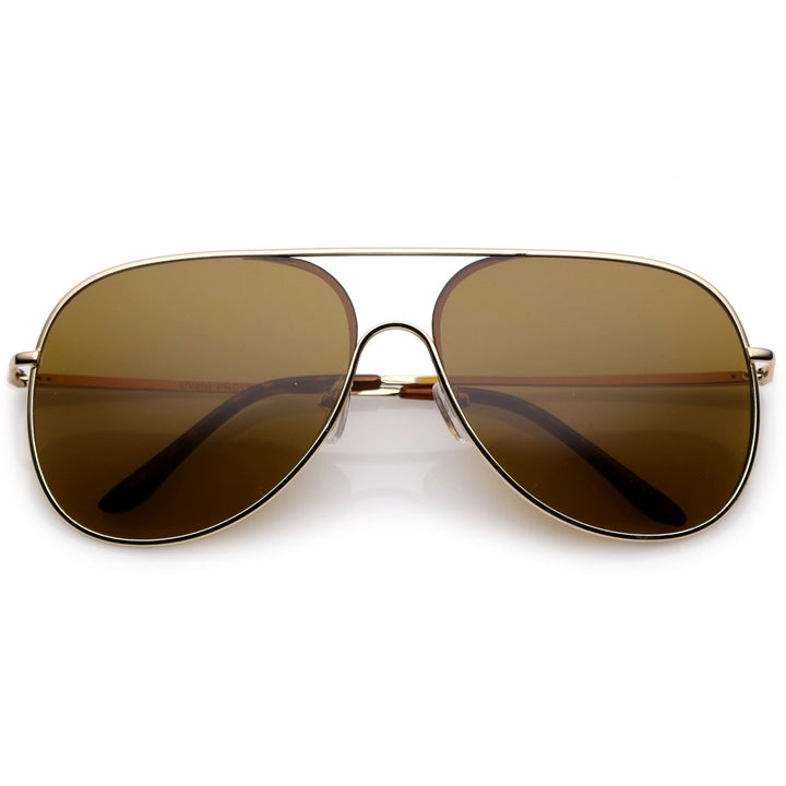 Classic Oversize Metal Aviator Sunglasses Semi Rimless Teardrop Flat Lens 62mm Image 6