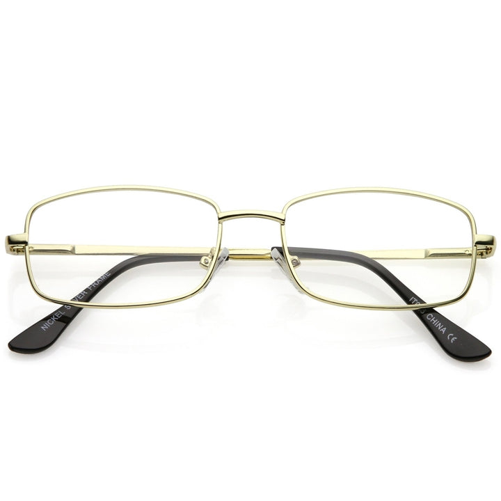 Classic Rectangle Eye Glasses Thin Metal Clear Lens 50mm Image 1