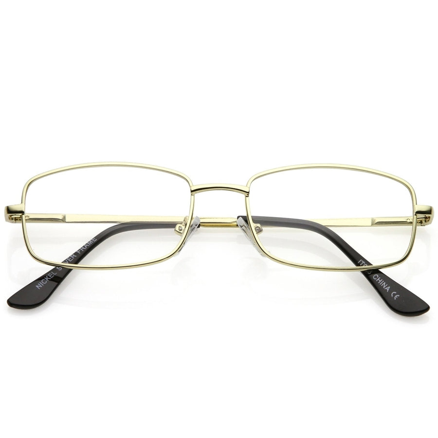 Classic Rectangle Eye Glasses Thin Metal Clear Lens 50mm Image 1