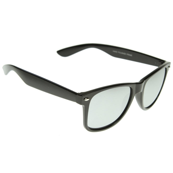 Classic Retro Fashion Horn Rimmed Style Sunglasses w/ Fully Mirrored Lens Image 4