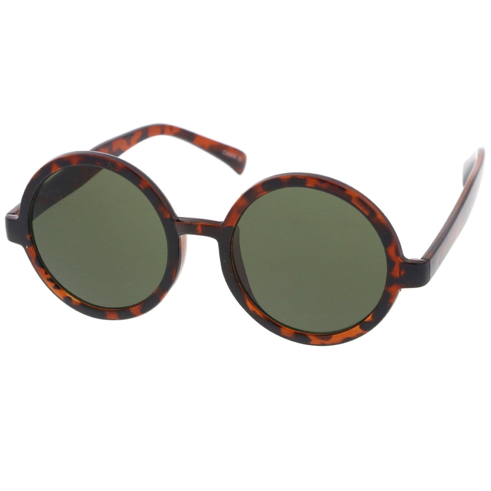 Classic Retro Horn Rimmed Neutral-Colored Lens Round Sunglasses 52mm Image 2