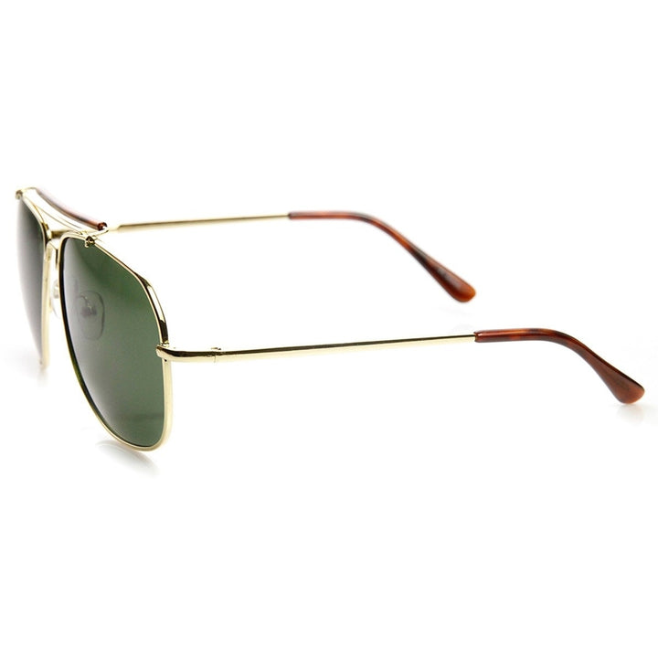 Classic Metal Frame Crossbar Aviator Sunglasses 60mm UV Protection Spring Hinges Image 3