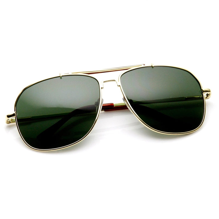 Classic Metal Frame Crossbar Aviator Sunglasses 60mm UV Protection Spring Hinges Image 4