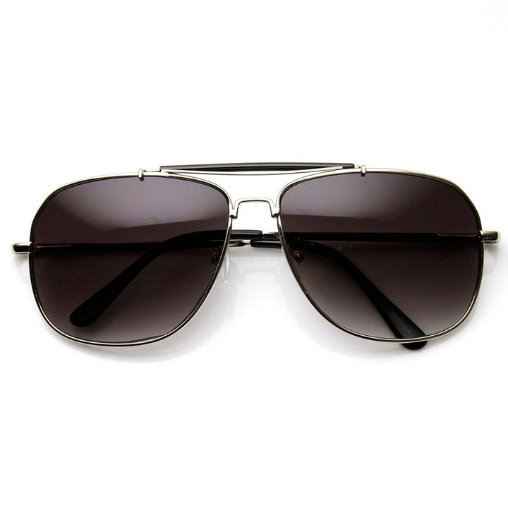 Classic Square Full Metal Frame Crossbar Aviator Sunglasses Image 6