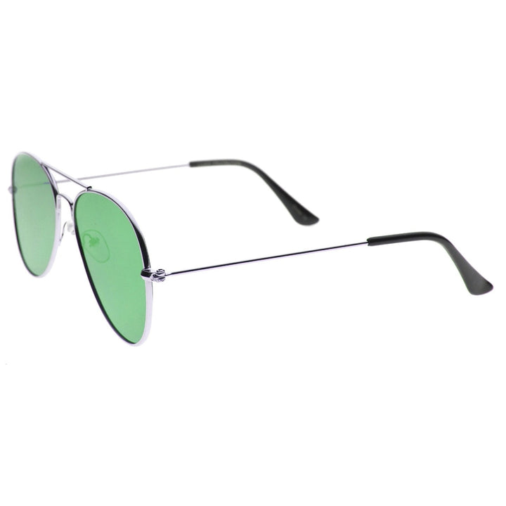 Classic Teardrop Full Metal Flash Mirrored Flat Lens Aviator Sunglasses 59mm Image 3