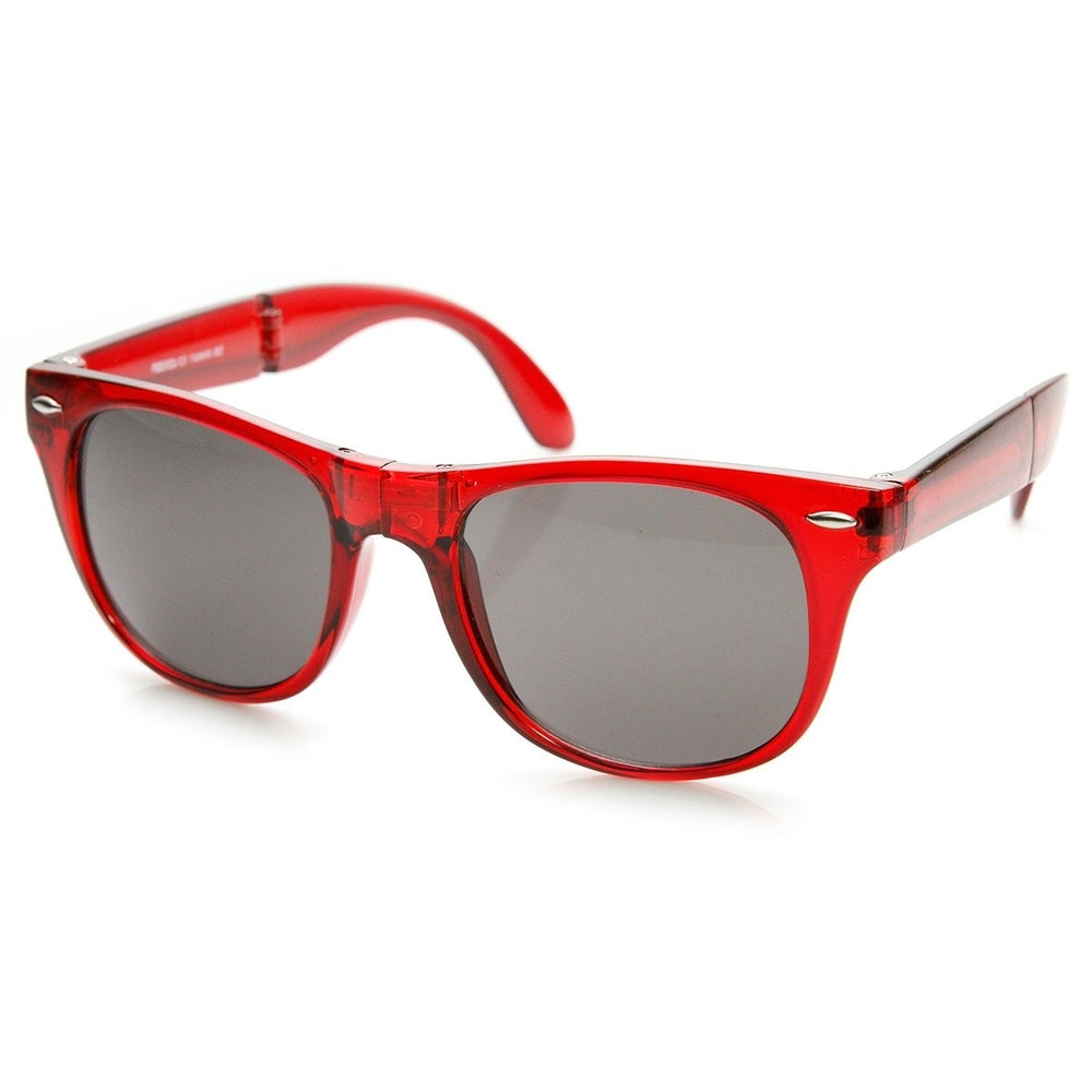 Colorful Translucent Pocket Compact  Folding Horn Rimmed Sunglasses 54mm Image 2