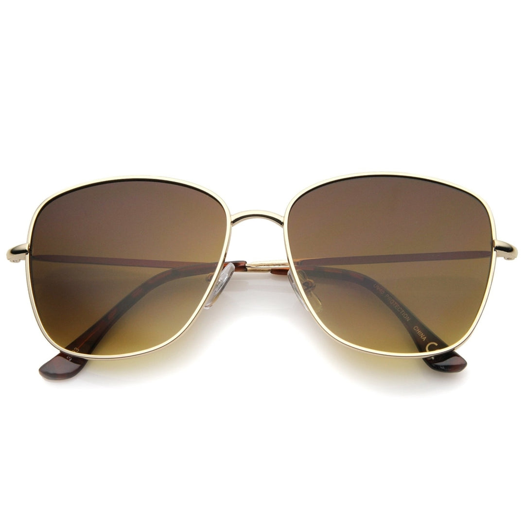 Contemporary Modern Fashion Full Metal Slim Temple Square Sunglasses 57mm Image 4