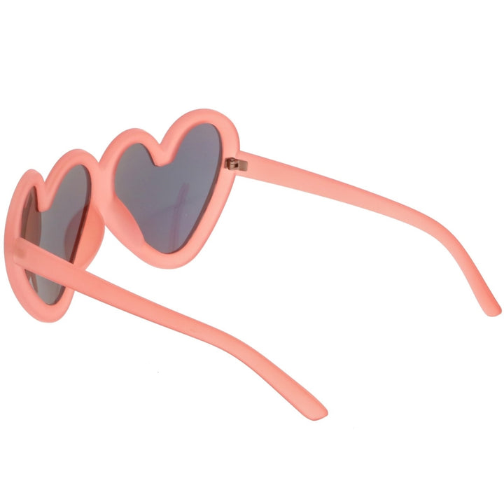 Cute Oversize Heart Sunglasses Matte Finish Mirrored Lens 55mm UV Protected Image 4