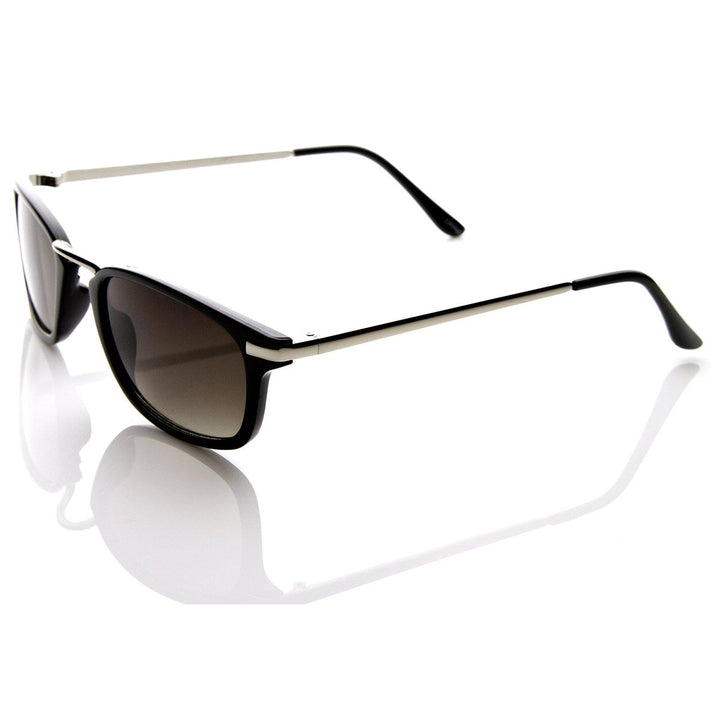 Designer Inspired Narrow Horn Rimmed Style Sunglasses with Metal Arms Image 3