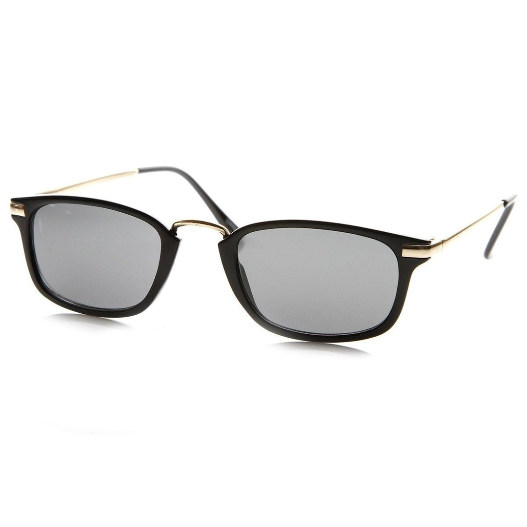 Designer Inspired Narrow Horn Rimmed Style Sunglasses with Metal Arms Image 4