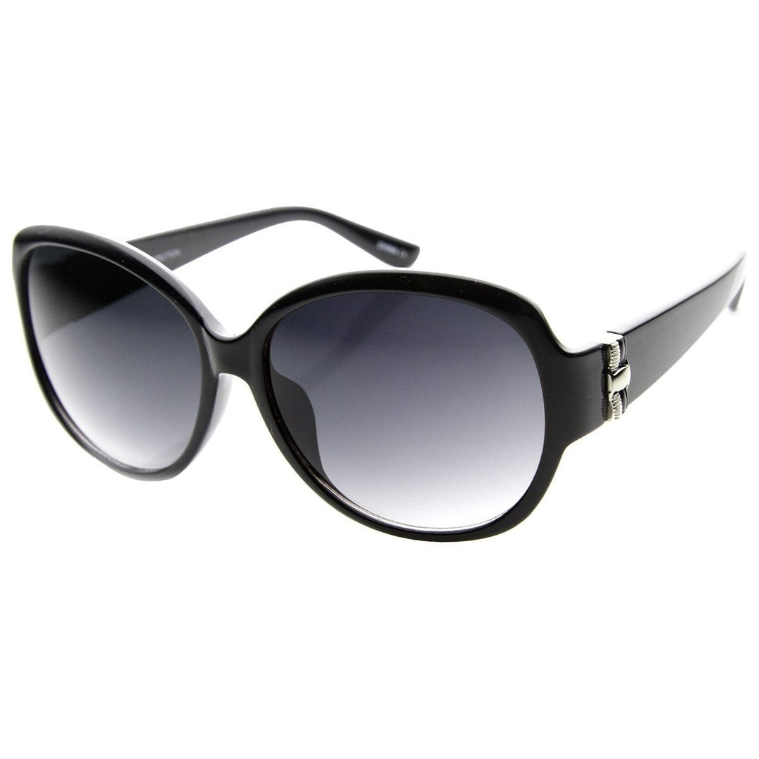 Designer Large Metal Accent Round Oversized Sunglasses Image 1