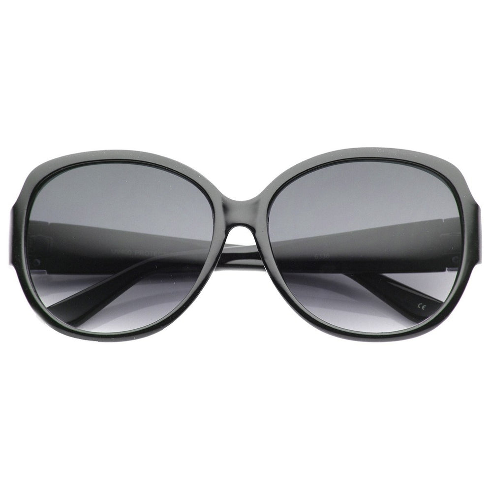 Designer Large Metal Accent Round Oversized Sunglasses Image 2