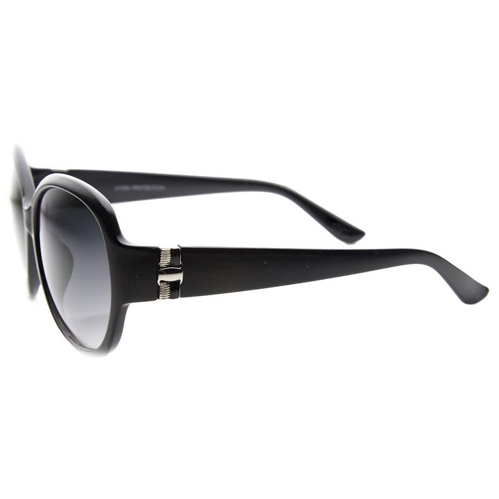 Designer Large Metal Accent Round Oversized Sunglasses Image 3