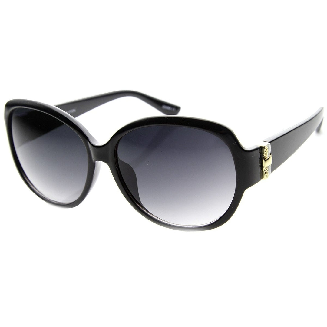 Designer Large Metal Accent Round Oversized Sunglasses Image 6