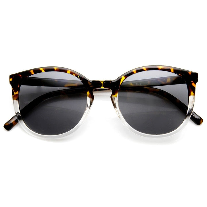 Frosted Two-Toned P3 Keyhole Bridged Retro Round Sunglasses Image 6