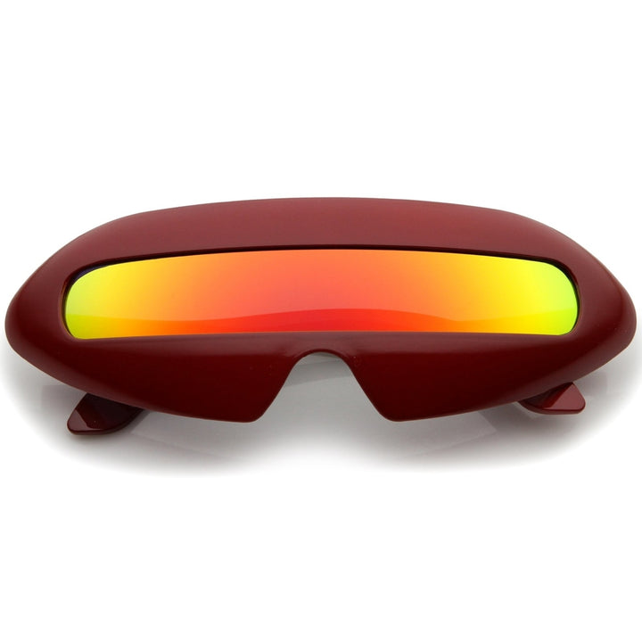 Futuristic Shield Sunglasses 70mm Colored Mirror Lens Wrap Around Frame Image 4